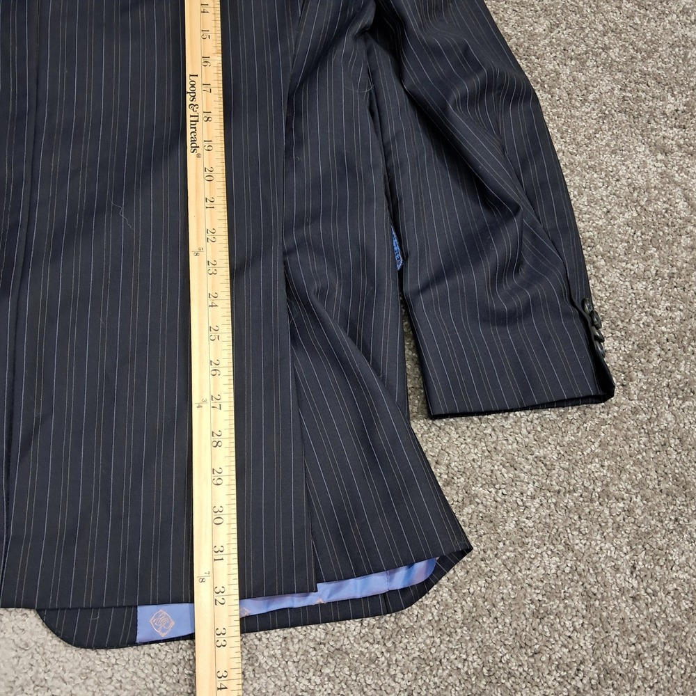 Jean John Mens Wool Pinstripe Suit 3-Button Blazer Pleated Cuffed Pants 36x32 - Picture 8 of 16